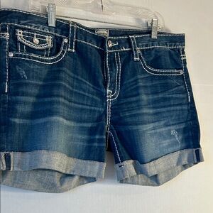Animate Becca Boyfriend Embellished Distressed Cuffed Denim Short Sz 30